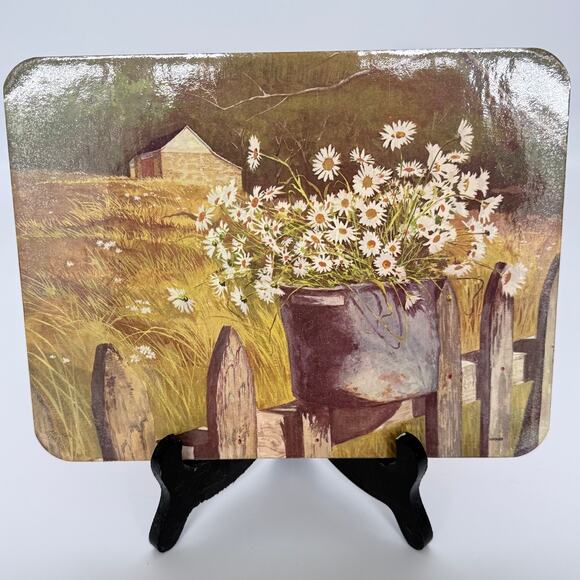 Vintage 70's Farm Scene Cork Backed Hot Plaques/Wall Hanging Set of 4 READ - Picture 6 of 11